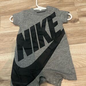 Nike Newborn Gray Romper with Black Logo